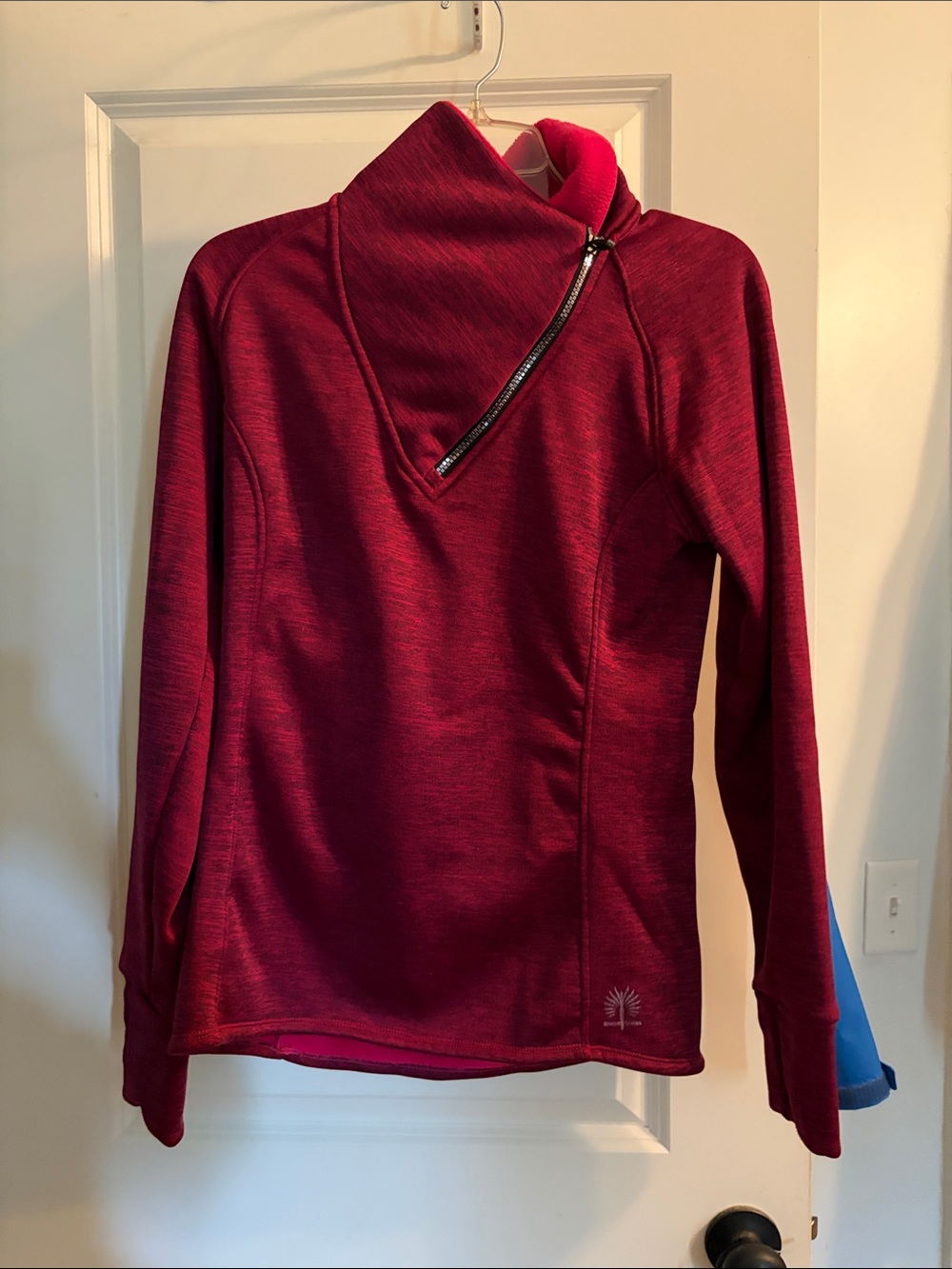 Women's Zip Cowl Pullover Sweater - Deep Red